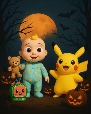 🎃 Polnočné prekvapenie z DADOO! 👻 Keď sa CoComelon a Pikachu stretnú pod mesačným svetlom… niečo sa deje! 🌕 Zachyťte čaro...