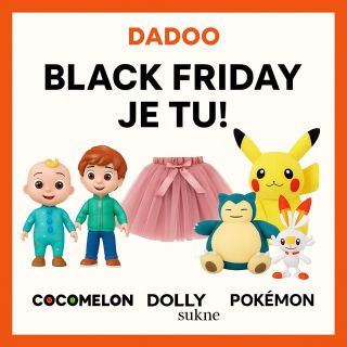 🖤 BLACK FRIDAY JE TU! 🖤 Najväčšie zľavy roka práve odštartovali! Hračky CoComelon, DOLLY sukne a Pokémon produkty za...