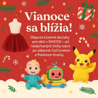 🎄 Vianoce sa blížia! Objavte kúzelné darčeky pre deti v DADOO – od nadýchaných Dolly sukní po zábavné CoComelon a Pokémon...